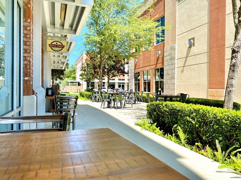 Outdoor dining area at Tioga Town Center
